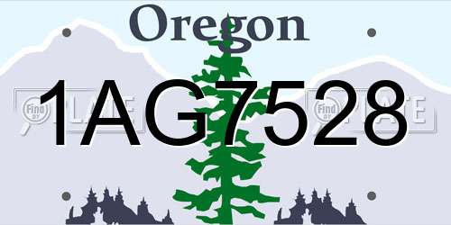 1AG7528 Oregon License Plate
