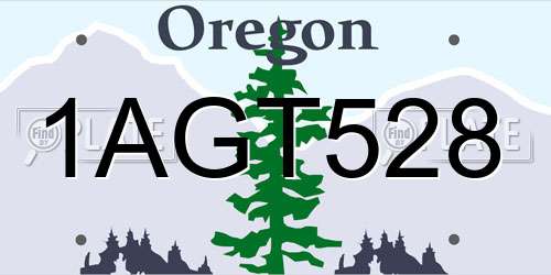 1AGT528 Oregon License Plate