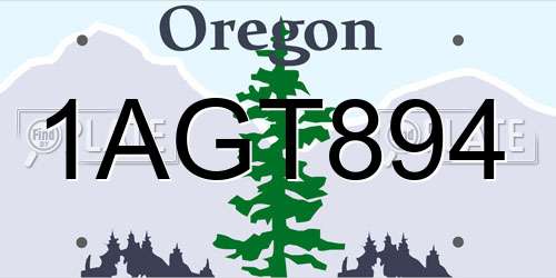 1AGT894 Oregon License Plate