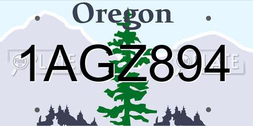 1AGZ894 Oregon License Plate