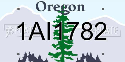 1AI1782 Oregon License Plate