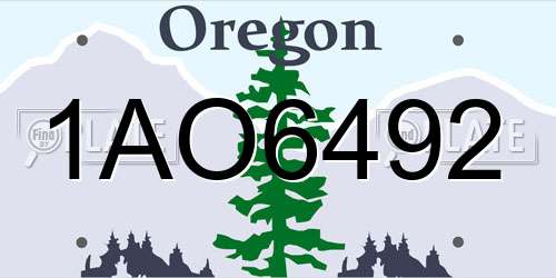 1AO6492 Oregon License Plate