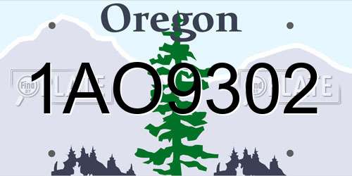 1AO9302 Oregon License Plate