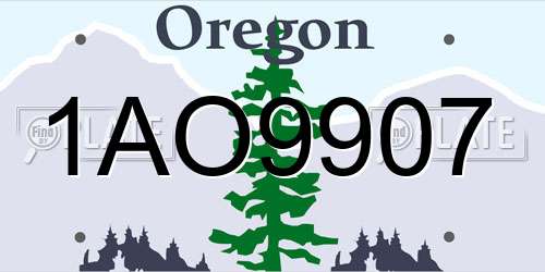 1AO9907 Oregon License Plate