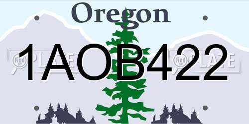 1AOB422 Oregon License Plate