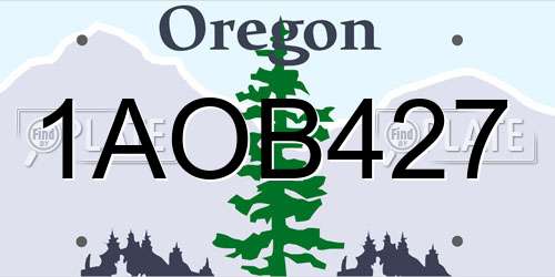 1AOB427 Oregon License Plate