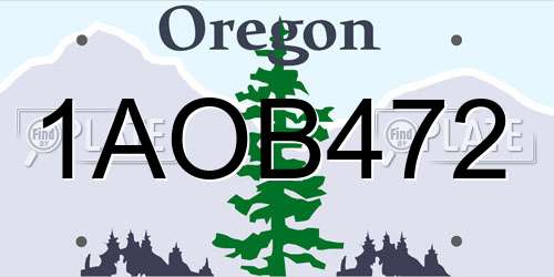 1AOB472 Oregon License Plate