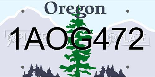 1AOG472 Oregon License Plate