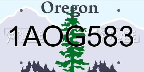 1AOG583 Oregon License Plate