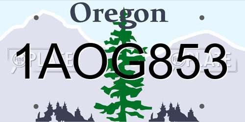 1AOG853 Oregon License Plate