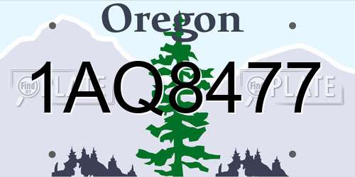 1AQ8477 Oregon License Plate
