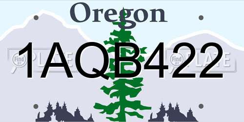 1AQB422 Oregon License Plate