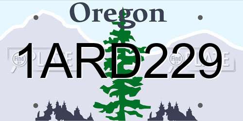 1ARD229 Oregon License Plate