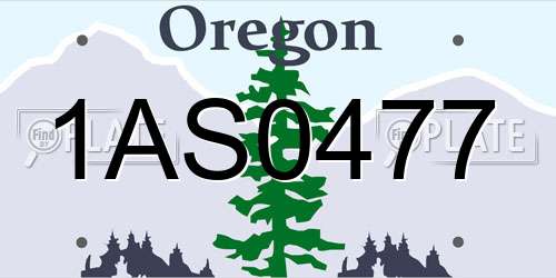 1AS0477 Oregon License Plate