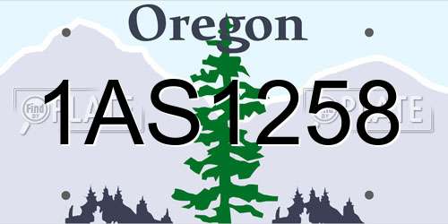 1AS1258 Oregon License Plate