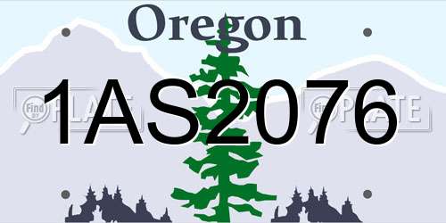 1AS2076 Oregon License Plate