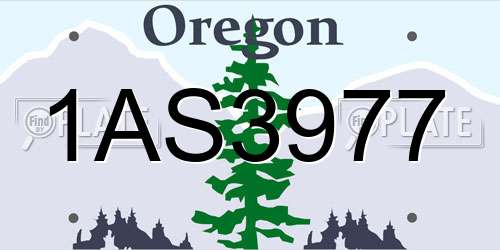 1AS3977 Oregon License Plate