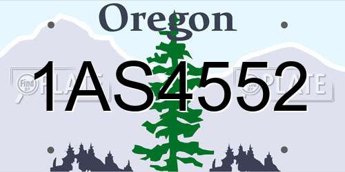 1AS4552 Oregon License Plate
