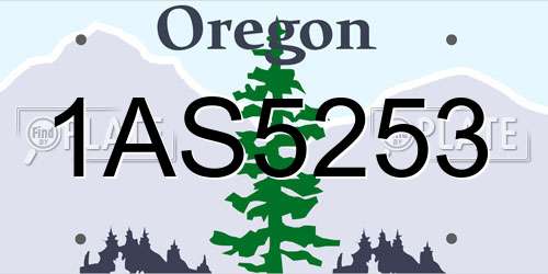1AS5253 Oregon License Plate