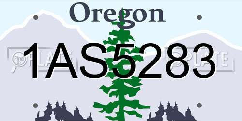 1AS5283 Oregon License Plate