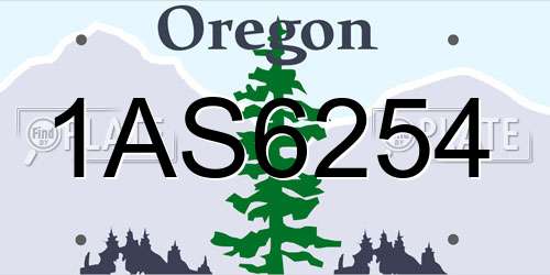 1AS6254 Oregon License Plate