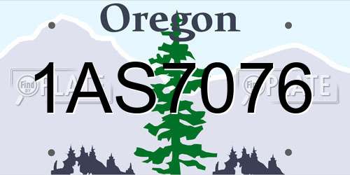 1AS7076 Oregon License Plate