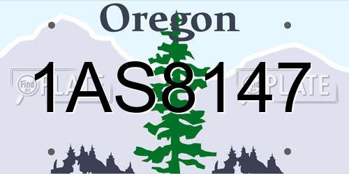 1AS8147 Oregon License Plate