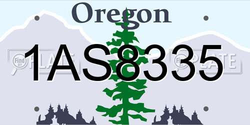 1AS8335 Oregon License Plate