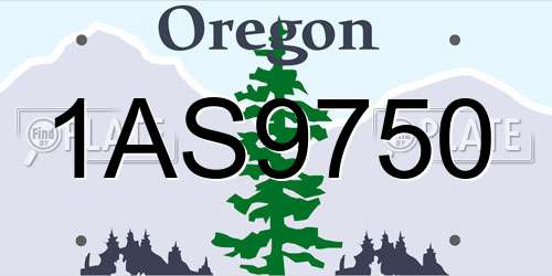 1AS9750 Oregon License Plate