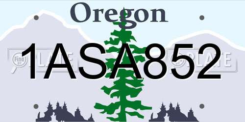 1ASA852 Oregon License Plate