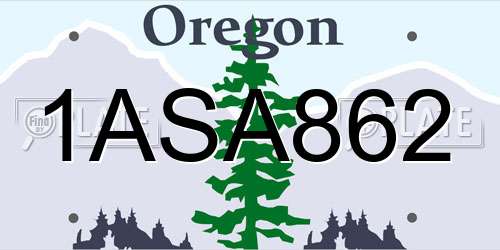 1ASA862 Oregon License Plate