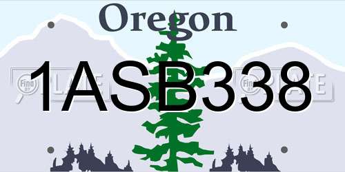 1ASB338 Oregon License Plate