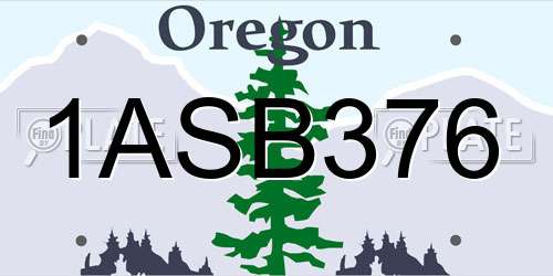 1ASB376 Oregon License Plate