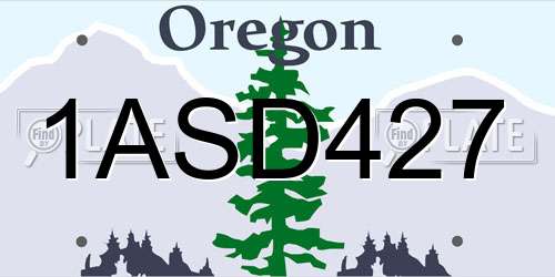 1ASD427 Oregon License Plate