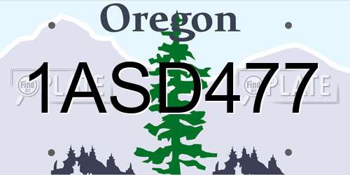 1ASD477 Oregon License Plate