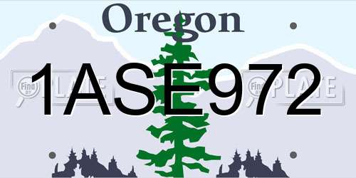 1ASE972 Oregon License Plate