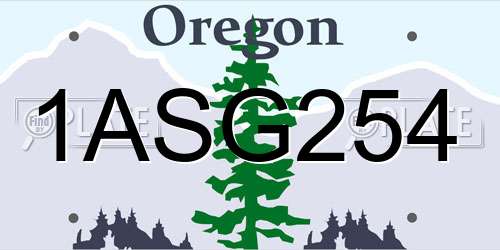 1ASG254 Oregon License Plate