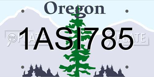 1ASI785 Oregon License Plate
