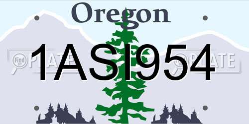 1ASI954 Oregon License Plate