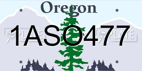 1ASO477 Oregon License Plate