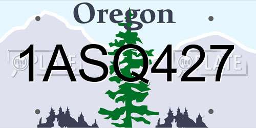 1ASQ427 Oregon License Plate