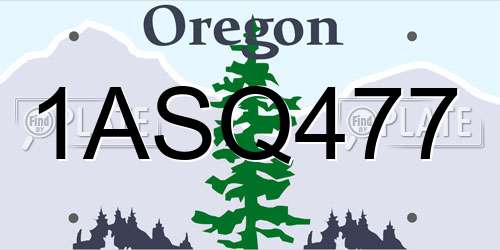 1ASQ477 Oregon License Plate