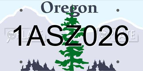 1ASZ026 Oregon License Plate