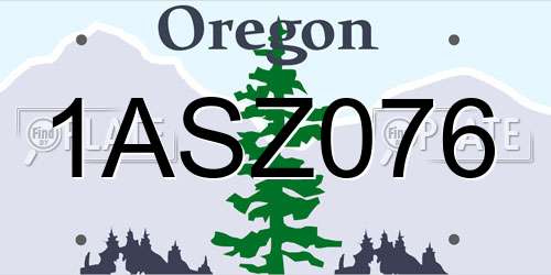 1ASZ076 Oregon License Plate
