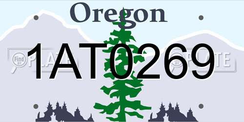 1AT0269 Oregon License Plate