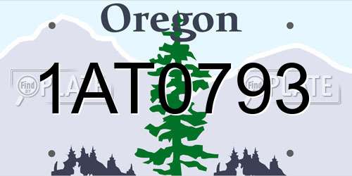 1AT0793 Oregon License Plate