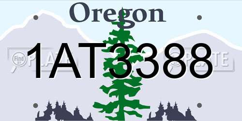 1AT3388 Oregon License Plate