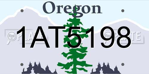 1AT5198 Oregon License Plate