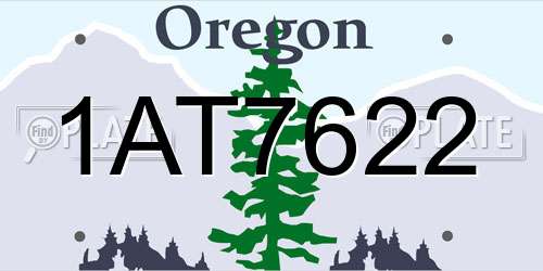 1AT7622 Oregon License Plate
