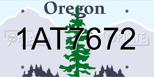 1AT7672 Oregon License Plate